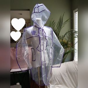 Anna Sui Women's Clear Designer Logo Hooded With Brim Raincoat Jacket Poncho S M